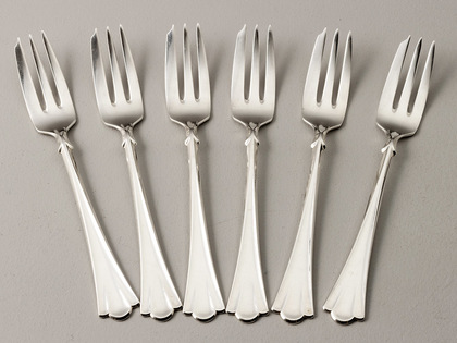 Norwegian Silver Cake Forks (Set of 6) - Magnus Aase, Lilje (Lily) Pattern
